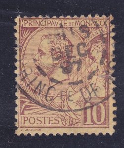 Monaco 15 Used 1891 10 Brown Prince Albert I