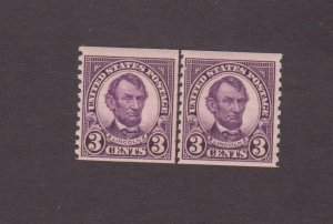 US, 600, COIL LINE PAIR, MNH VF, YEAR 1923-1929