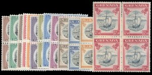 Grenada #151-162 Cat$130.60, 1961 QEII, complete set in blocks of four, never...