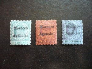 Stamps-British Offices in Morocco-Scott#27,28,30-Used Part Set of 3 Stamps