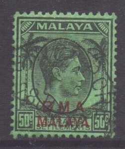 Malaya Straits Setts Scott 267 - SG14a, 1945 BMA 50c Die I used