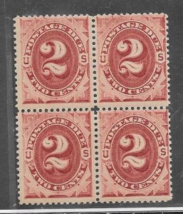 US #J16  2c red brown  block of 4 (MH)   CV$360.00
