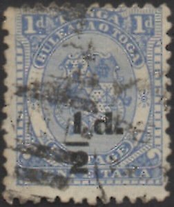 Tonga 1893 SG19 ½d on 1d Coat of Arms FU