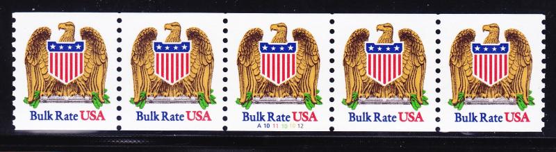 US 2602 MNH 1991 10¢ Bulk Rate USA Eagle and Shield PNC 5 Plate #A11011101012