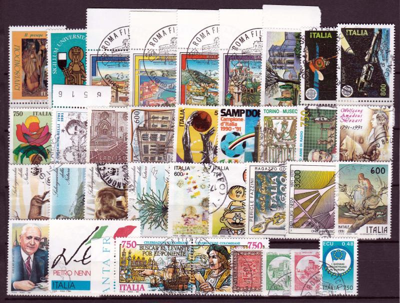 1991 - ITALY - YEAR COMPLETE SET - SC#1827-1858 - USED