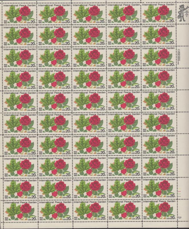 US #2014  Peace Garden  Full sheet of 50  MNH