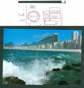 Brazil Postcard 1979. Red Meter Postage 9.50. Address: Sweden