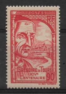 France 1939, St. Gregory of Tours, Scott # 389, VF MH* (FR-1)