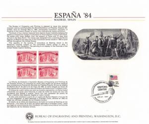 BEP B66 Souvenir Card Espana 1984, used w/envelope