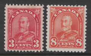 Canada # 167 & 172  Mint  VF  NH  Cat $ 30