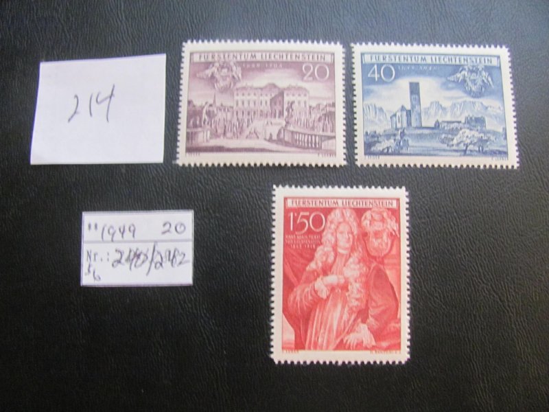 LIECHTENSTEIN 1949 MNH  SC 240-242 SET  XF  $20 (214) NEW COLL.