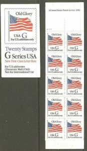 US Scott 2884 Booklet #222 (32 cents) Twenty Stamps G is blue
