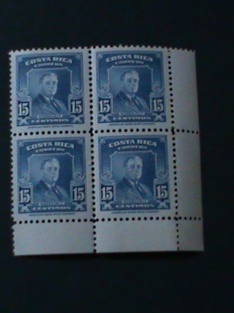 ​COSTA RICA-1947 SC#253 FRANKLIN D. ROOSEVELT VF-IMPRINT BLOCK-76 YEARS OLD