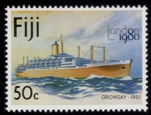 FIJI QEII SG599w, 1980 50c Oronsay, NH MINT. Cat £24. WMK CROWN TO RIGHT