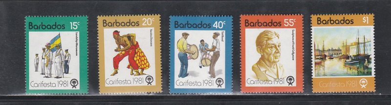 Barbados # 550-554, 4th Caribbean Arts Festival, Mint  NH, 1/2 Cat.