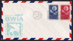 UNITED NATIONS 1961 BWIA AIRLINES NEW YORK to TRINIDAD FIRST FLIGHT COVER FFC