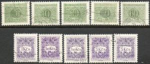 Czechoslovakia  Scott  J82-J94  CTOs  Partial set