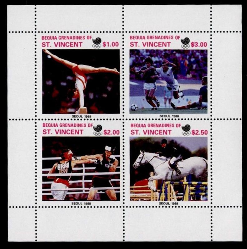Bequia Seoul Olympics 1988 Sheetlet MNH Sports, Horse