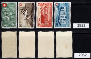 (2952) Switzerland Scott B-154-157 MH, Free Shipping, Houses set of 4 see backs