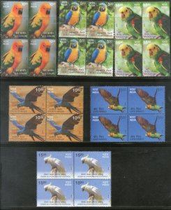 India 2016 Exotic Birds Parrots Blue Throated Macaw Wildlife 6v BLK/4 Set MNH