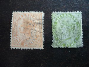 Stamps - Queensland - Scott# 66, 69 - Used Part Set of 2 Stamps