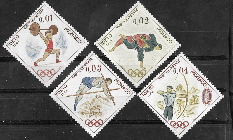 Monaco # 592-595  Olympics  Tokyo (4) Mint NH