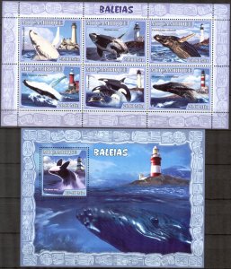 Mozambique 2007 Marine Life Whales Sheet + S/S MNH