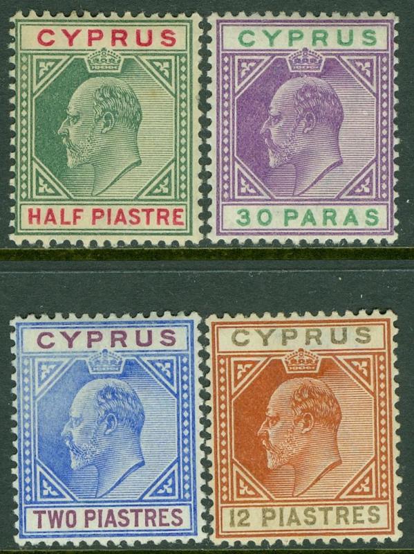 CYPRUS : 1902-04. Stanley Gibbons #50-51, 53, 57 VF Mint large part OG. Cat £141