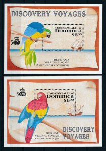 [105805] Dominica 1991 500th Anniv Discovery Birds macaw 2 Souv. Sheets MNH