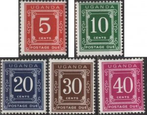 Uganda J1a-J5a (mnh set of 5) postage due, numeral (1970)