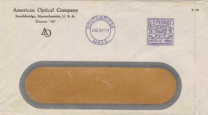 U.S. AMERICAN OPTICAL COMPANY, Logo 1933 Southbridge Meter Mail Cover Ref 47783
