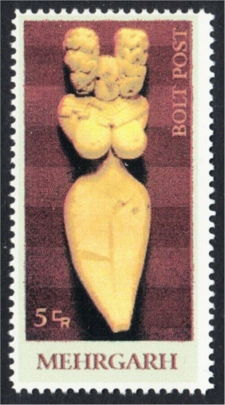 Mehrgarh Neolithic Goddess Statue Fantasy Stamp Artistamp by BoltPost Local Post