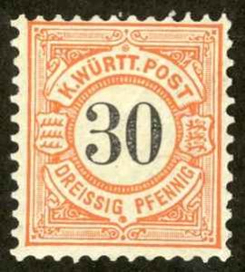 Germany Wurttemberg Sc# 64 MH 1900 30pf Numeral