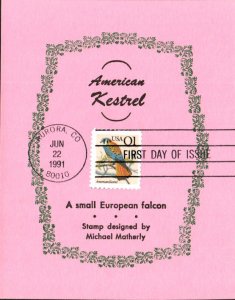 #2476 American Kestrel Reid Maxi FDC