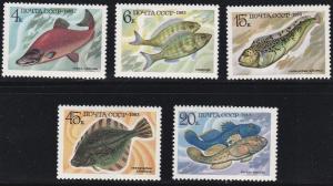 Russia # 5164-5168, Food Fish, NH, 1/2 Cat.