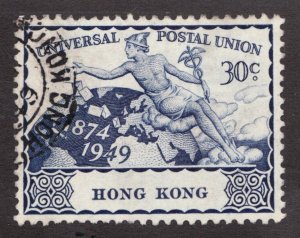 1949 Hong Kong Sc# 182 - 30¢, UPU 75th Anniversary. Used Cv$7