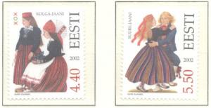 Estonia Sc  448-9 2002 Folk Costumes stamp set mint NH