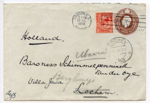 GB 1923 KGV 1 1/2d Uprated Postal Stationery Envelope London/Holland