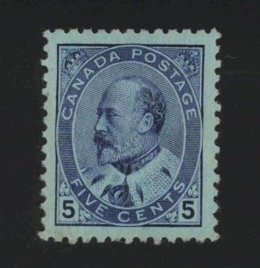 Canada Sc #91 (1903) 5c blue on bluish paper King Edward VII Mint XF XLH