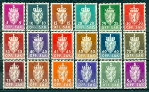 Norway #O65-O82  Mint VF All NH but O76 LH  CV $74.20