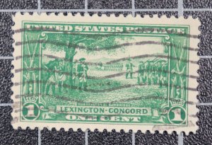 Scott 617 - 1 Cent Lexington - Concord - Used - PSE Cert Grade 90 SCV - $60.00