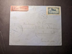 1926 French Morocco Airmail Military Post Cover Rabat to Rambouillet France