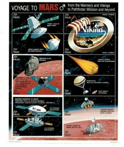 Palau 1996 - Voyage to Mars - Sheet of 12 stamps - Scott #410 - MNH