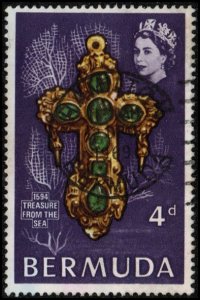 Bermuda 234 - Used - 4p Gold / Emerald Cross (1969)
