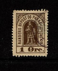 Norway 1887 Randers Bypost 1c Used / Shallow Right Side Thin - S4457