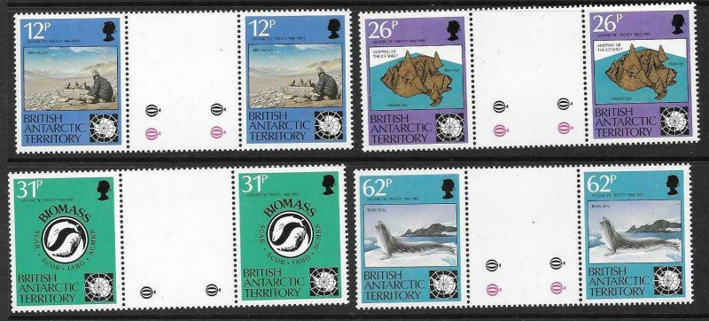 BRITISH ANTARCTIC TERR. SG196/9 1991 ANTARCTIC TREATY  GUTTER PAIRS MNH 