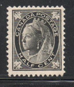 Canada Sc  66 1897 1/2c black Victoria Maple Leaf issue stamp mint