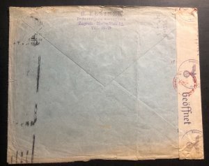 1941 Zagreb Croatia Germany State Censored Cover To Hannover Sc#24-25