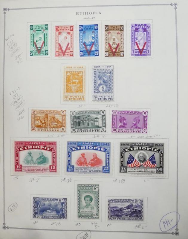 EDW1949SELL : ETHIOPIA Beautiful all VF Mint OG LH collection between 1942-1965.