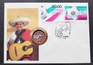 Mexico World Cup Football 1984 Soccer Sport Games Musical FDC (coin cover)